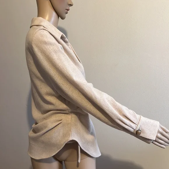 Zara Wool Blend Wrap Long Sleeve Side button Top Size S - Picture 10 of 15